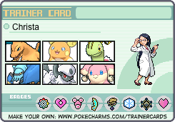 Christa as a pokemon trainer, here are stats card
