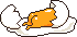 sanrio's gudetama (an egg) hiding in its shell